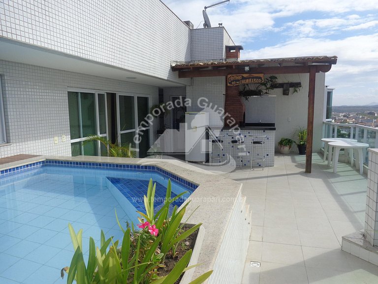 Cobertura C/piscina e churrasqueira p/ 15 pessoas, 3 Suítes